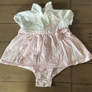 Pink & White Dress w BuiltIn Bodysuit